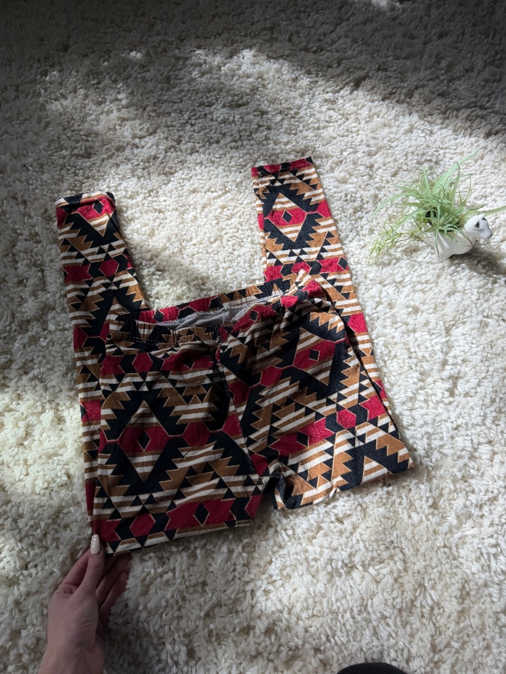 Bold Aztec print shosho Multi-Color Aztec Print Leggings - Red, Black, Brown, Cr